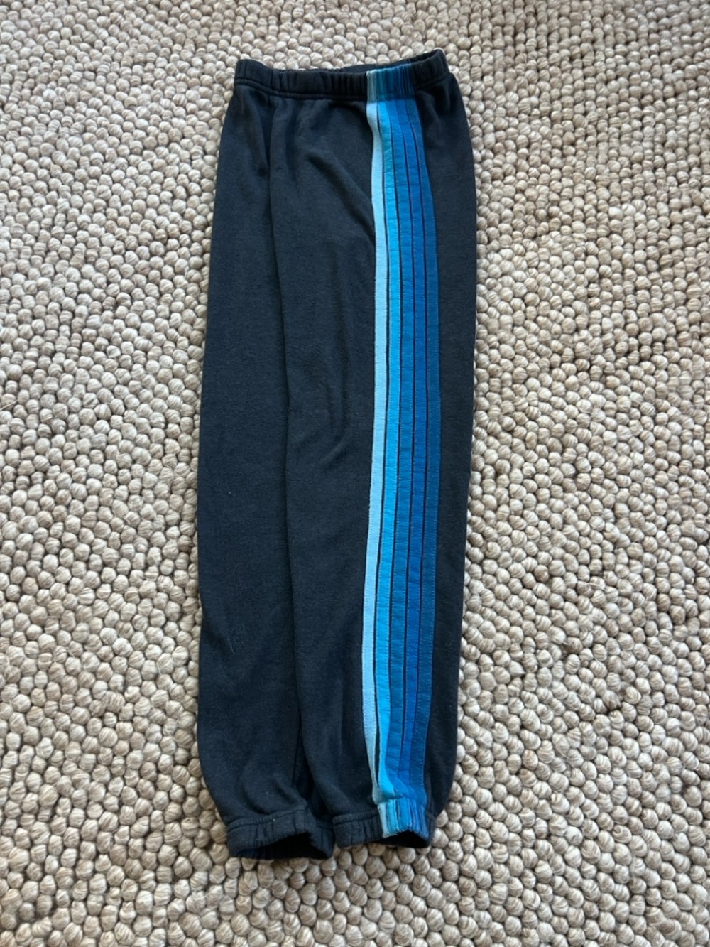 Aviator Nation Kids Black Sweatpants with Blue Side Stripe
